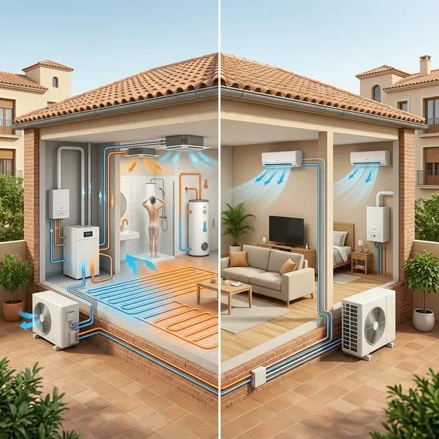 Comparativa aerotermia vs aire acondicionado: eficiencia, coste y confort