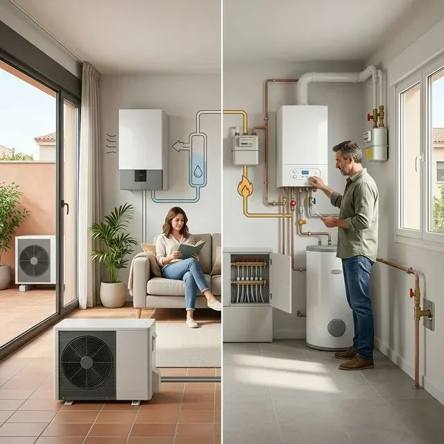 Comparativa aerotermia vs caldera de gas natural: coste, eficiencia y emisiones