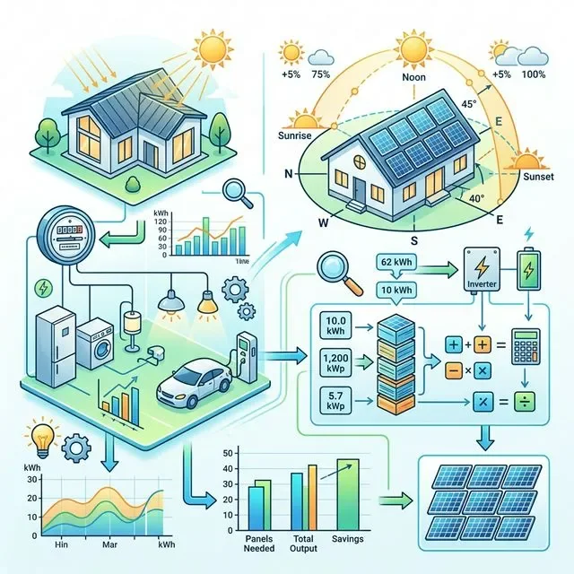 Vista aérea de tejado con paneles solares calculados para autoconsumo óptimo