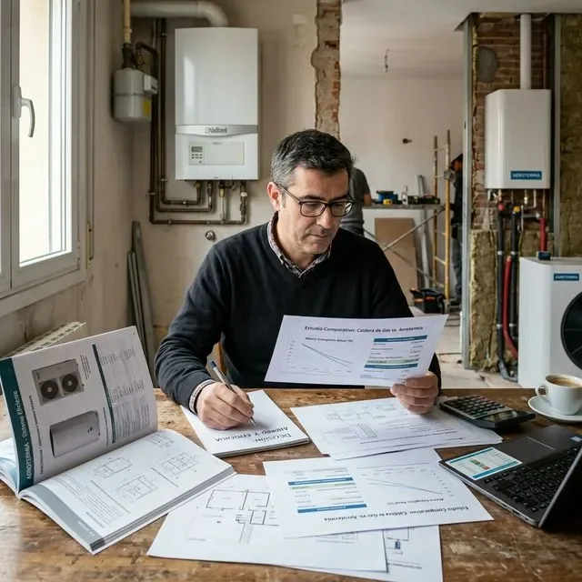 Caldera de gas natural instalada en vivienda española