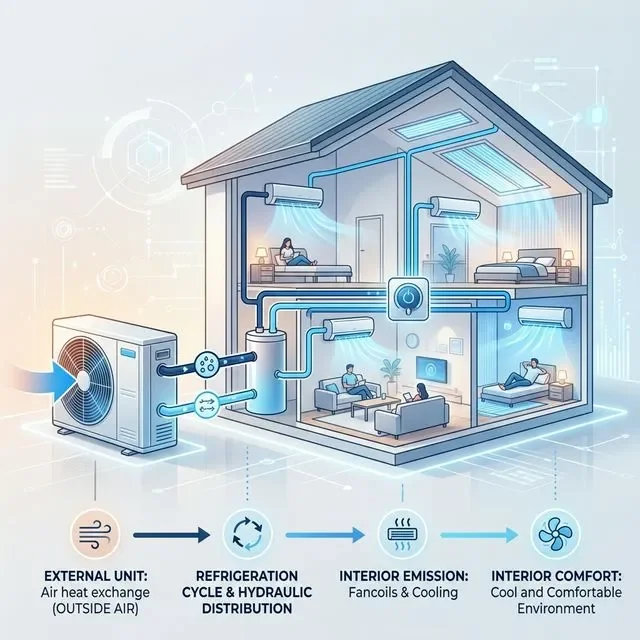 Comparativa entre split de aire acondicionado y aerotermia para refrigeración